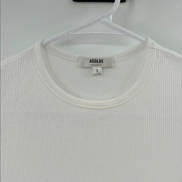 Agolde Women's Abbie Ribbed Tee - White - Small - Picture 2 of 6